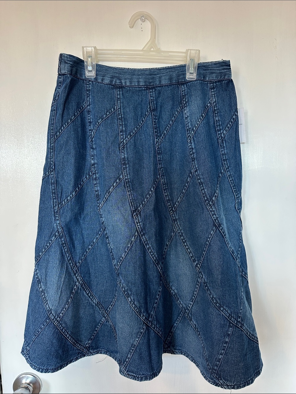 Studio West Dark Blue Paneled Denim A-Line Skirt